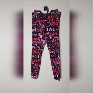 No Boundaries Pink and Red Love Print Leggings